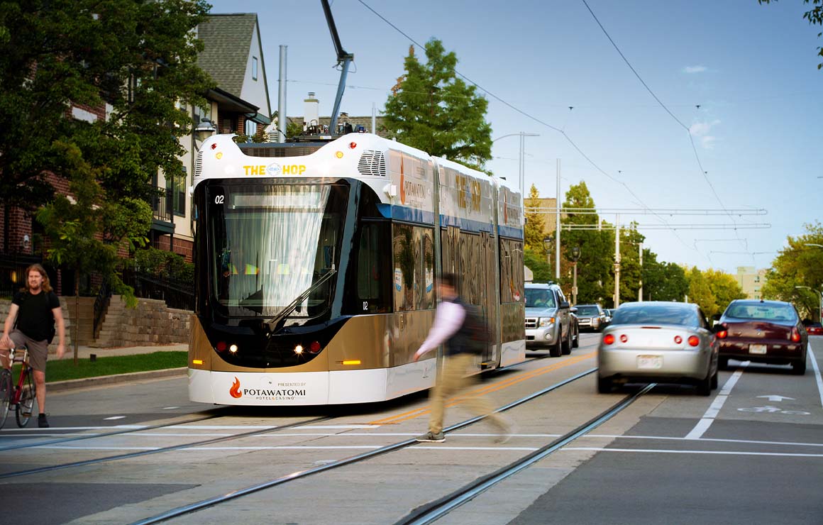 The Hop Streetcar Milwaukee Downtown