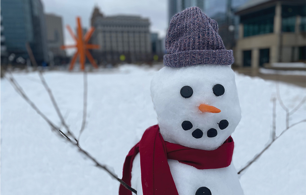 Snowman in O'Donnell Park