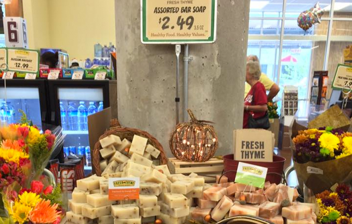 Fresh Thyme offers assorted soaps locally made.