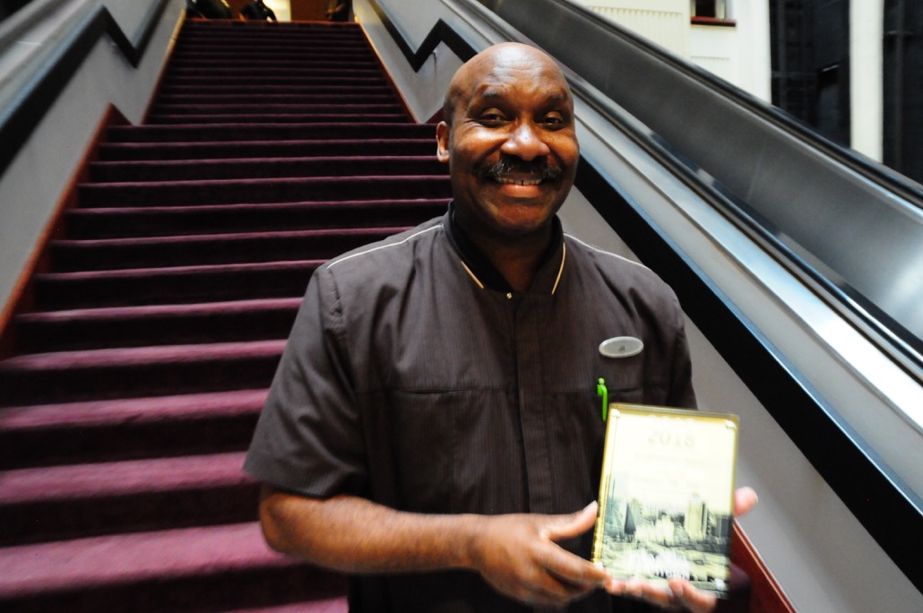 Claxton “JR” Tate, a bellman at the Hyatt Regency Hotel, was honored next.