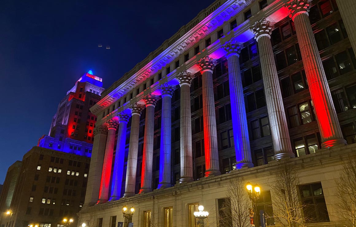 Milwaukee Downtown Red White and Blue