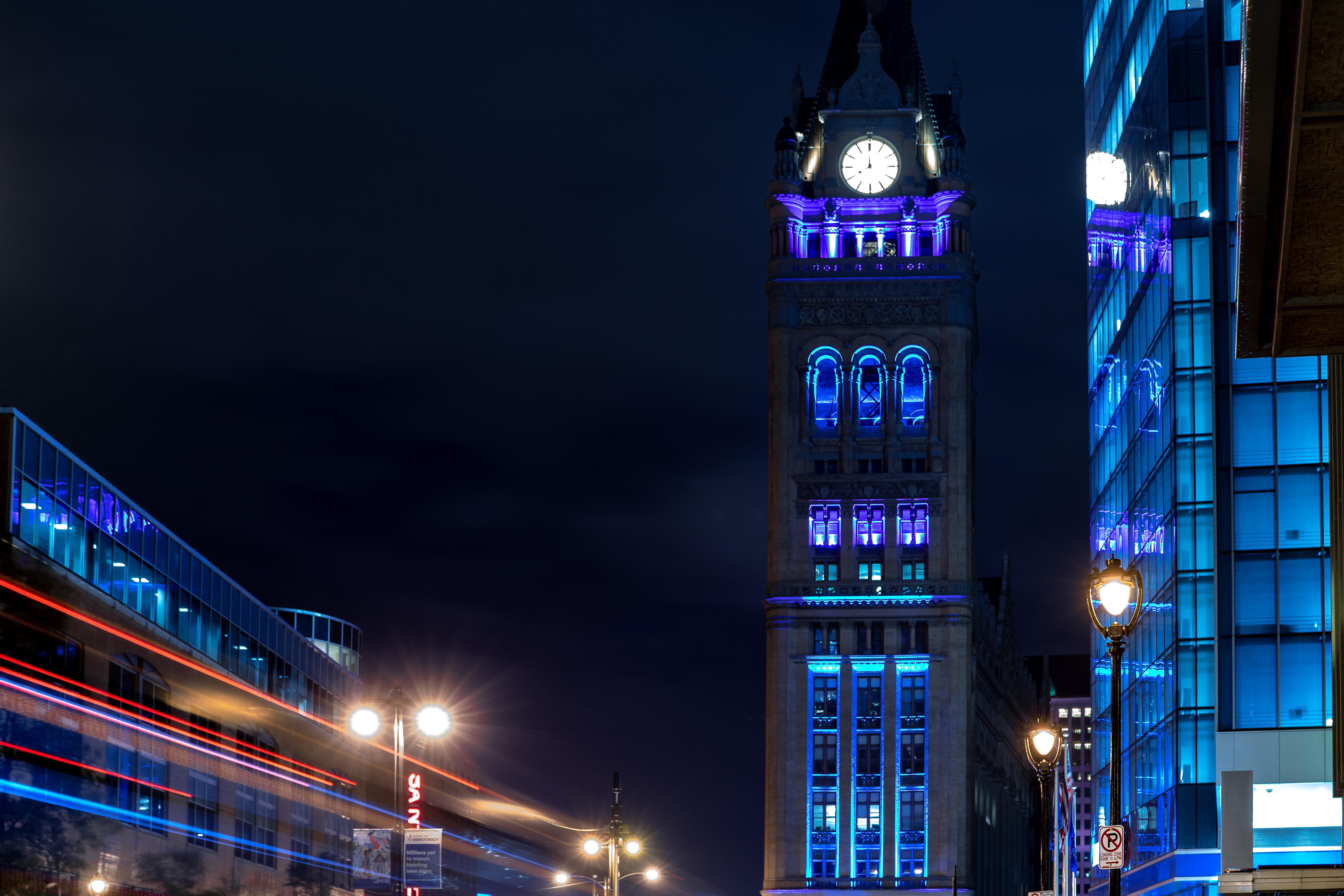 City Hall Suicide Prevention Colors Milwaukee Downtown