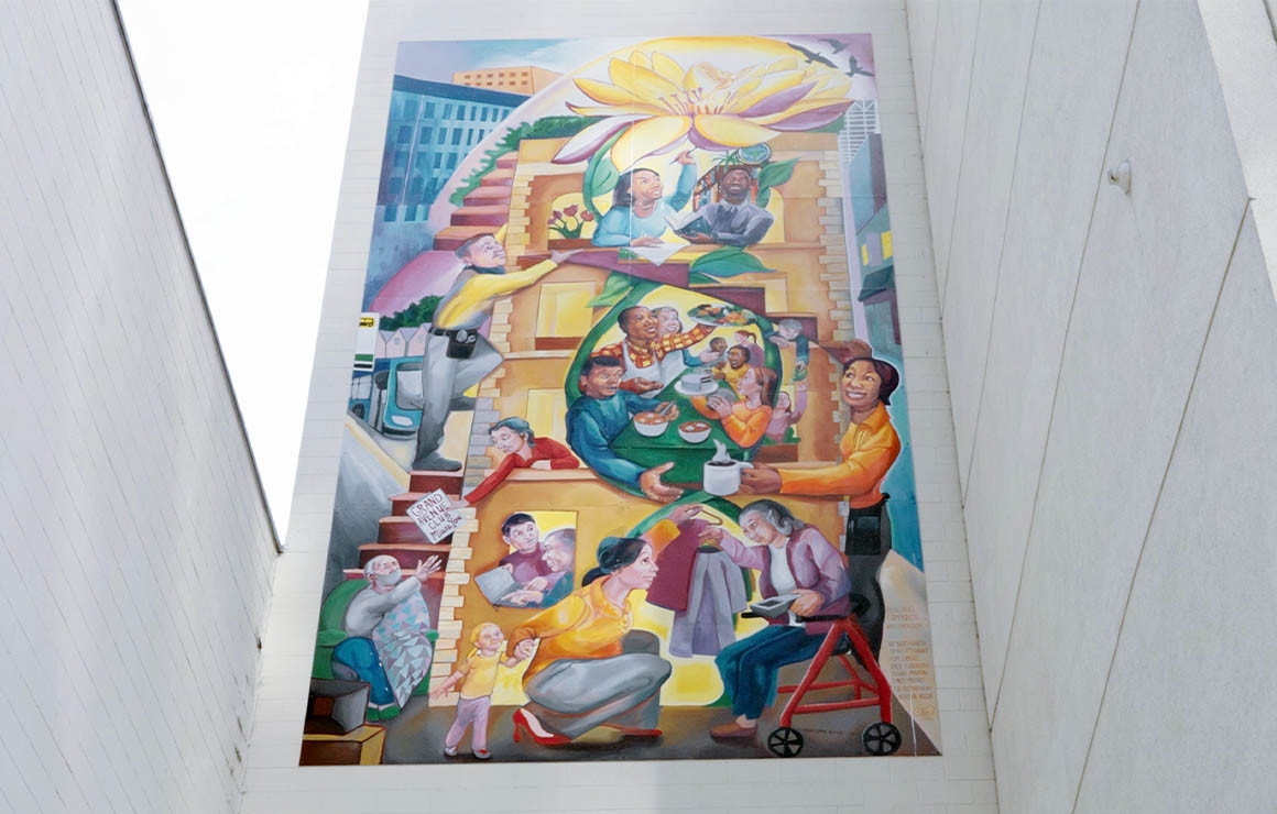 A view of the full mural at the Grand Avenue Club.