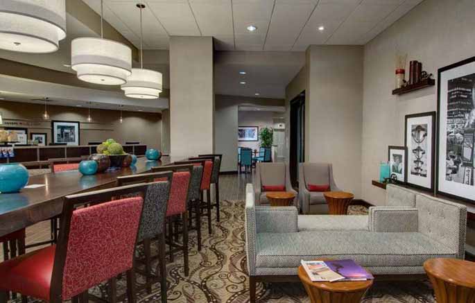 Third Ward Car Park The Hampton Inn lobby has plenty of seating areas.
