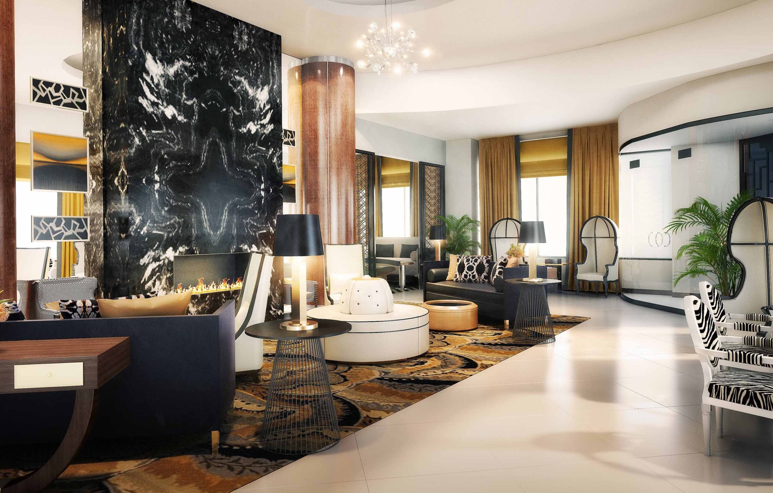 War Memorial Center lot The Hotel Metro lobby features funky seating options and eye-catching design.