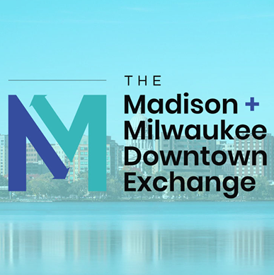 Madison MKE Exchange The Madison and Milwaukee Downtown Exchange logo.