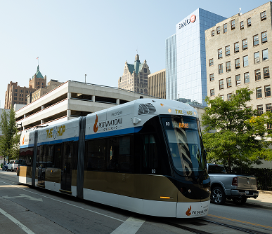 The Hop street car in downtown Milwaukee.