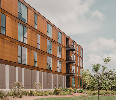 The exterior of an apartment building in Milwaukee.