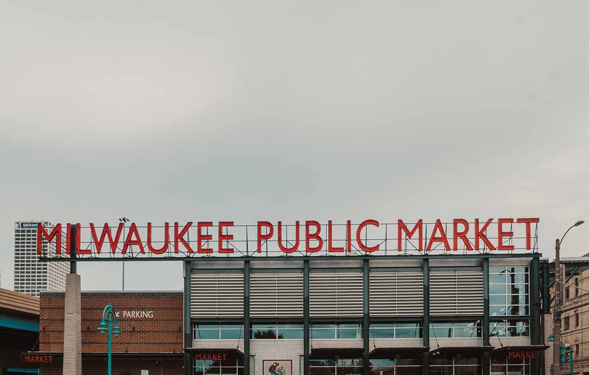 Lewis Center The sign atop the Milwaukee Public Market.