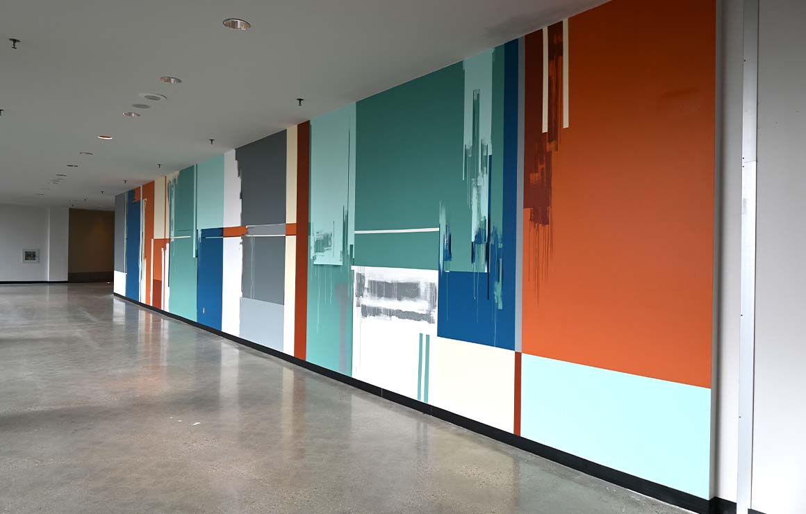 The artist used a unique paint-dripping technique.