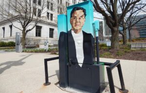 ubox-calatrava2-milwaukee-downtown Mural of Calatrava on a utility box in Milwaukee.