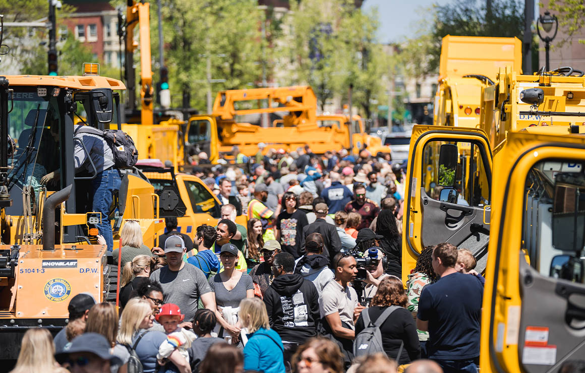 A crowd of folks at Big Truck Day.
