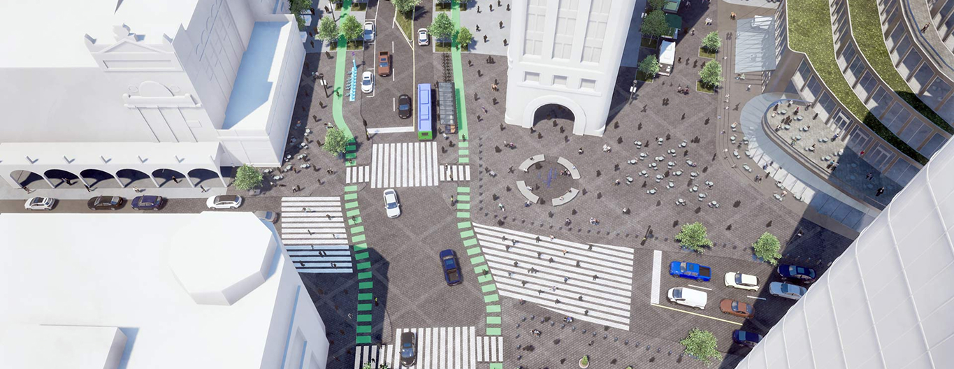 A rendering of an intersection in Milwaukee.