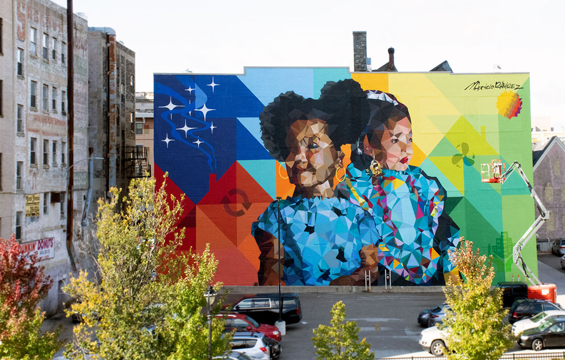 Heart and Sol mural in downtown Milwaukee.