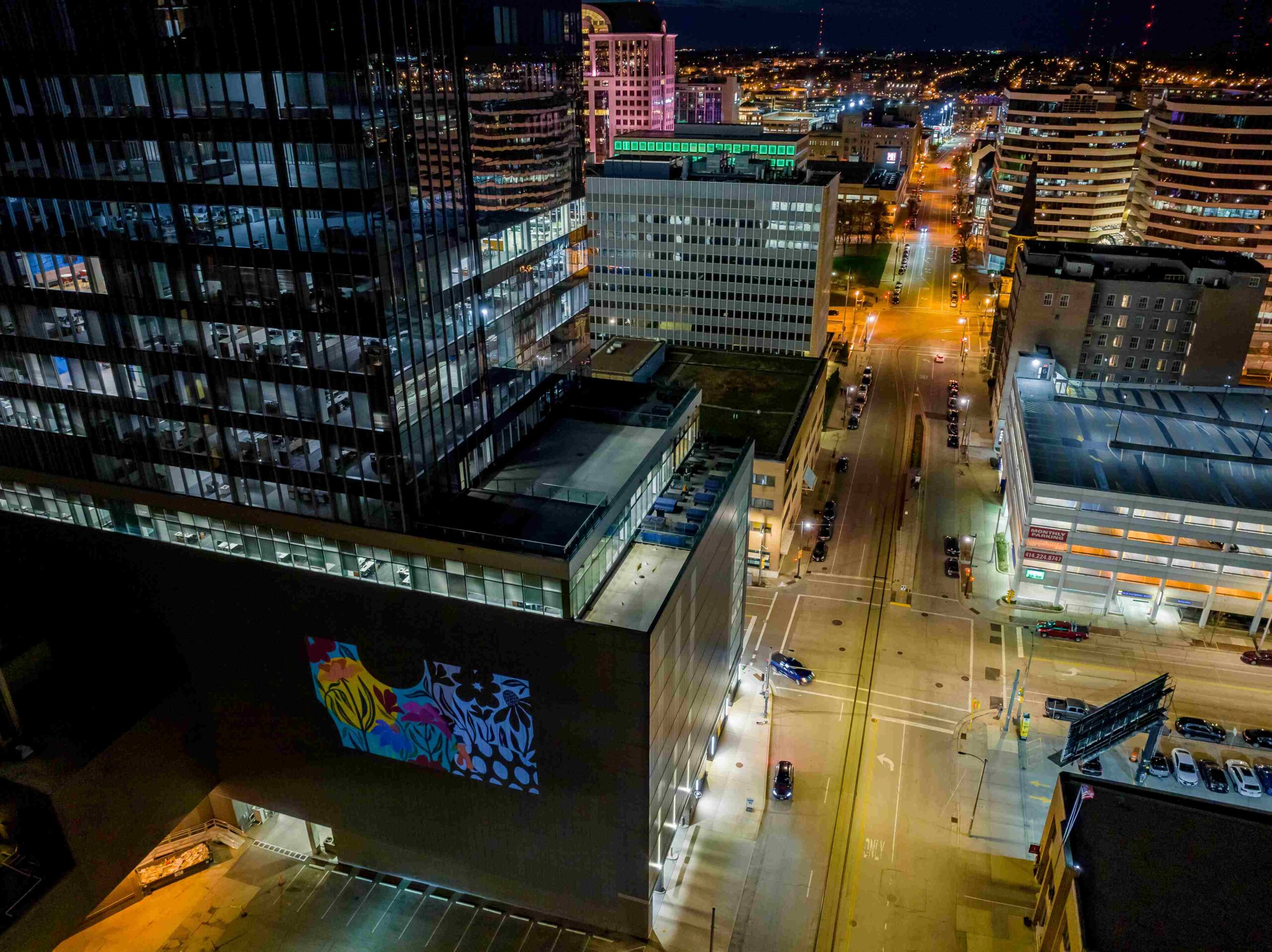 LightBloom2 light bloom video animation cast onto building