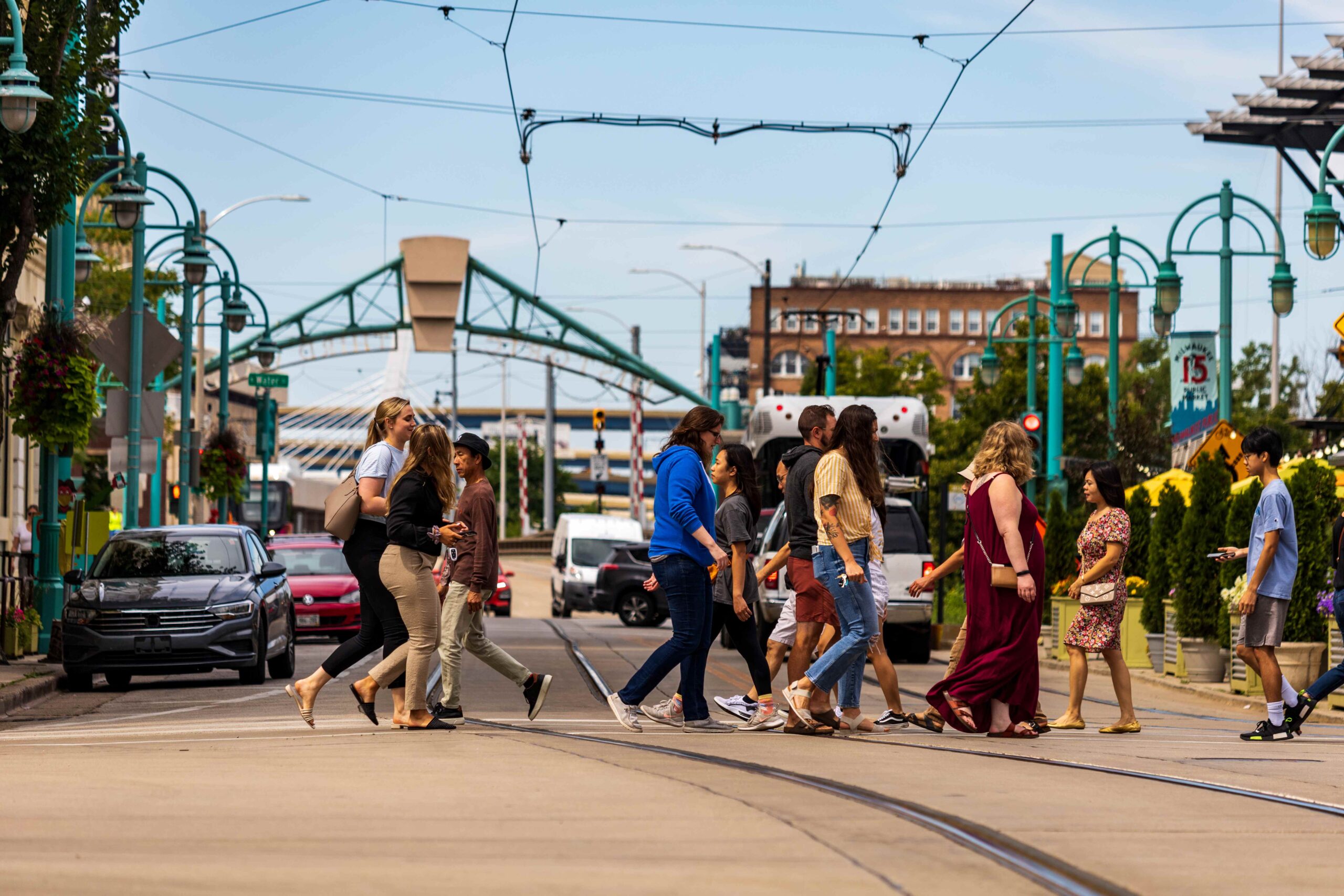 daytime pedestrians in Downtown Milwaukee